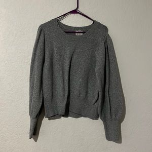 Pink Republic buttery soft heather grey cropped sweater with ballon sleeves